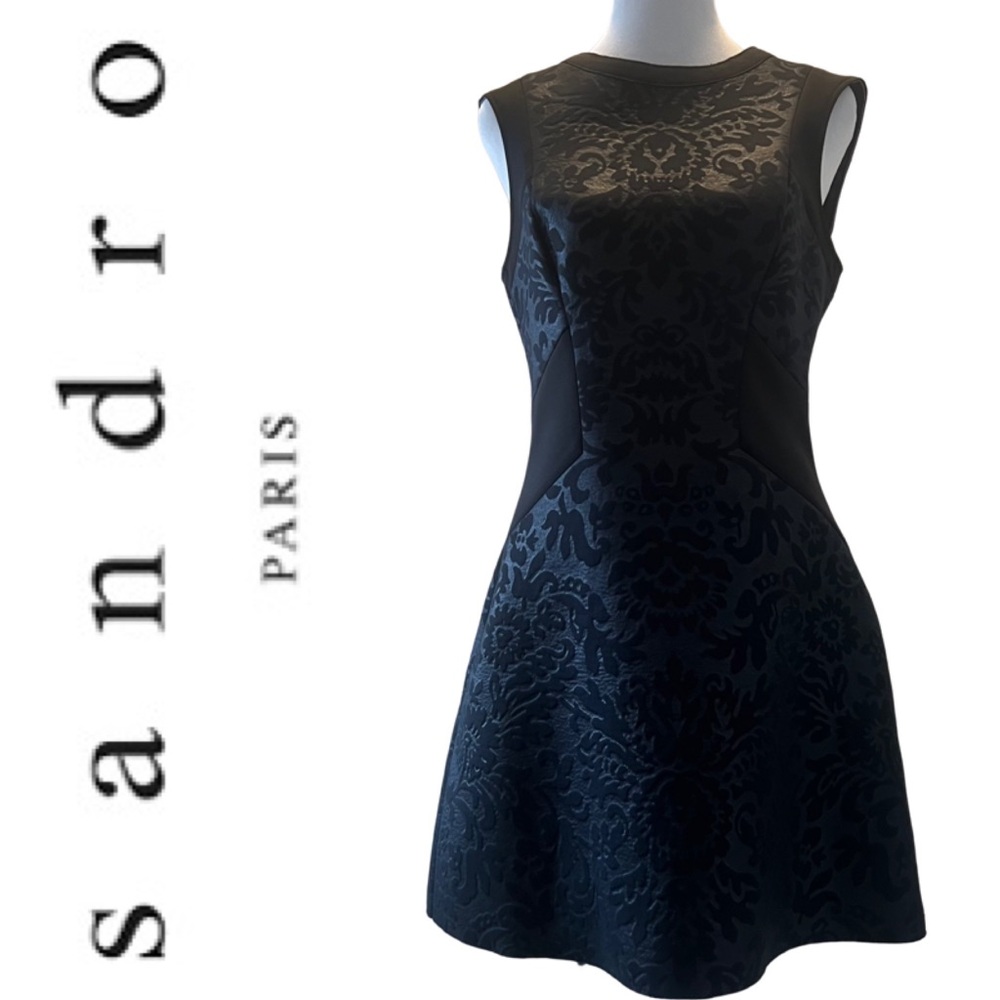 SANDRO neoprene jacquard black dress